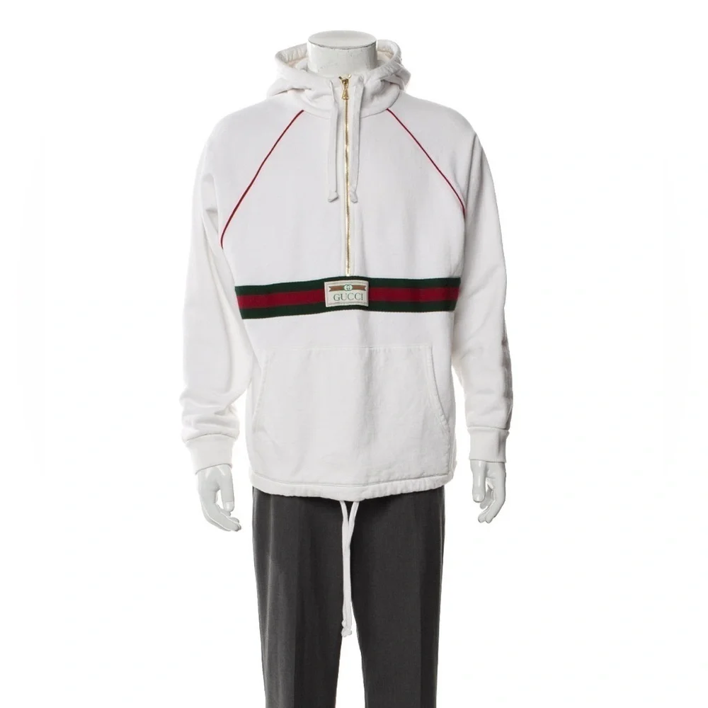 Gucci Web Accent thick White Hoodie Men’s Small